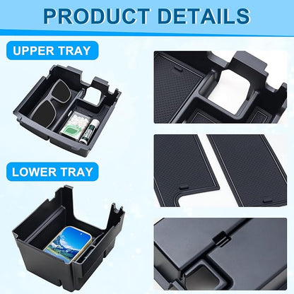 TOPINSTALL Double-Layer Tray Compatible with 2025 2026 Ford Bronco 4 Doors Automatic Transmission ONLY, Full Size Bronco 2PCS Console Organizer (Not for Manual Transmission & 2 Doors & Bronco Sport)