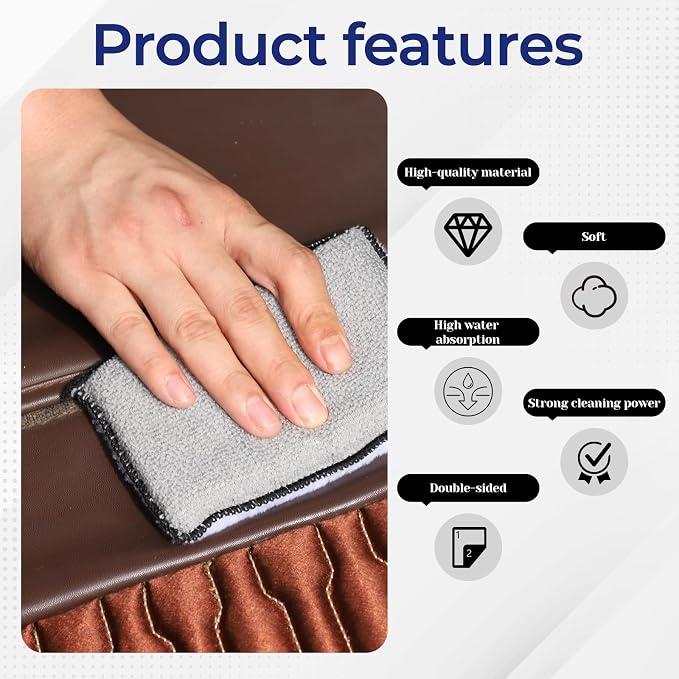 3 Pcs Car Interior Scrubbing Sponges, 5”x3” Auto Detailing Scrub Pads, Microfiber Car Wash Sponges, Interior Cleaning Sponge for Leather, Plastic, Vinyl, Upholstery