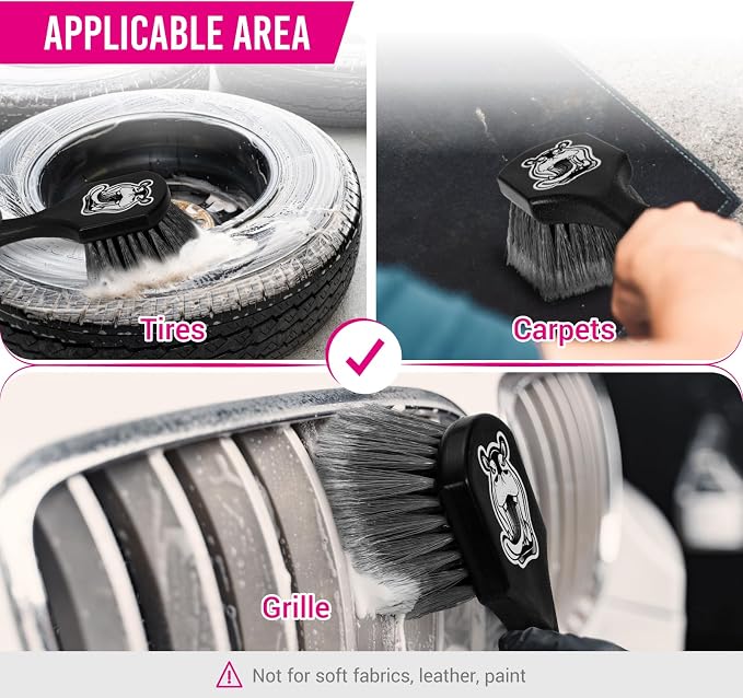H.O.W Tire Cleaning Brush,Wheelie All Exterior Surface and Wheel Brush (Safe for Cars, Trucks, SUVs, RVs, Motorcycles, & More)