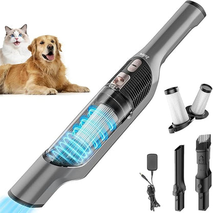 Zefiro Compact Powerful Cordless Handheld Vacuum, Rechargeable Portable Car Vacuum for Car & Pet Hair, Brushless Motor 25000PA High Suction, XL Dust Cup, 2 Brushes & Filters, Long Runtime with Charger