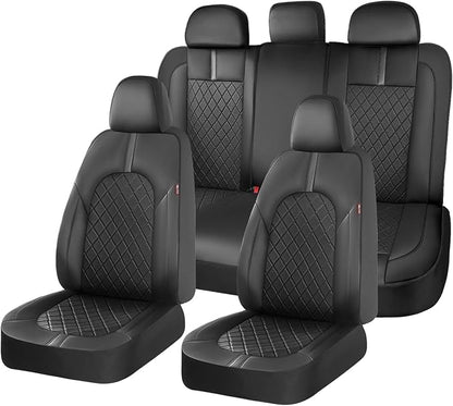 Coverado Seat Covers, Car Seat Covers Full Set, Black Front Seats Back Seat Cover, Seat Covers Non-Slip Seat Protectors Universal Fit for Most Cars (Black)