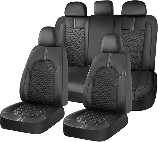 Coverado Seat Covers, Car Seat Covers Full Set, Black Front Seats Back Seat Cover, Seat Covers Non-Slip Seat Protectors Universal Fit for Most Cars (Black)