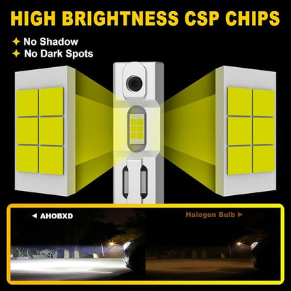 AHOBXD H1 Bulbs,Super Bright Upgraded 900% 50000LM Brightness Real 1:1 Halogen Size 80000Hours Lifespan H1/H1LL Quick Install No Adapter Flicker Free IP68 Waterproof Fog Lights Pack of 2