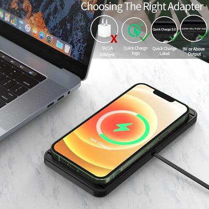 Wireless car Charger Charging pad 15w Non Slip FastCharger for car Wireless Phone Charger for Android for iPhone 11/12/13/14/15/16/17 Pro Max Xs,Samsung Galaxy S20(1M Cable)