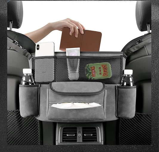 JEYODA Car Handbag Holder Between Seats Suede Large Capacity Car Purse Holder Automotive Consoles & Organizers for Document Phone Storage Car Organizer(1925-style 2 grey)