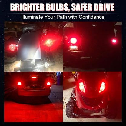 iBrightstar 3157 LED Bulb Red, 3057 LED Brake Lights Bulbs Super Bright for Rear Brake Lights and Tail Lights, 2 Pack