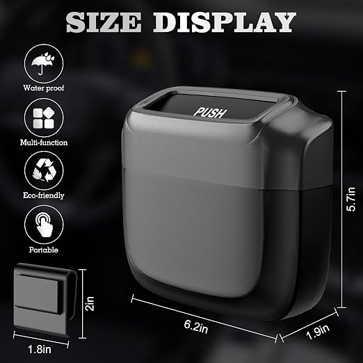 Car Trash Can with Lid，Built-in Storage Garbage Bag，Leakproof Vehicle Trash，Car Accessories for Interior,Mini Garbage Bin for Automotive, Home, Office, Kitchen, Bedroom，with 30pcs Trash Bags