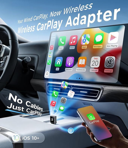 JDG Wireless CarPlay Adapter, Converts Wired CarPlay to Wireless, for Cars with Built-in Wired Apple Carplay, Super Mini USB Design Car Play Adapter for iPhone, (Black)