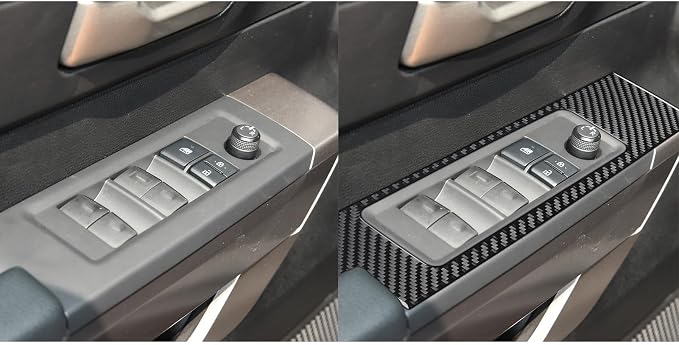 NVCNX Real Premium Carbon Fiber for Toyota Tundra 2022-2026 / Sequoia 2023-2026 2024 2025 Door Side Window Switch Panel Cover Interior Trim Accessories Overlay Sticker Decal 4PCs not for Extended Cab