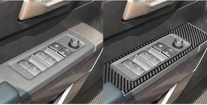 NVCNX Real Premium Carbon Fiber for Toyota Tundra 2022-2026 / Sequoia 2023-2026 2024 2025 Door Side Window Switch Panel Cover Interior Trim Accessories Overlay Sticker Decal 4PCs not for Extended Cab