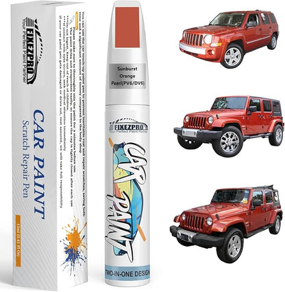 Sunburst Orange Pearl(PV6/DV6) Touch Up Paint for Jeep, Car Paint Scratch Repair Remover Pen Color Exact Match, Quick and Easy Fix Automotive Chips and Nicks Scuff