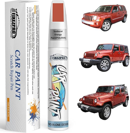 Sunburst Orange Pearl(PV6/DV6) Touch Up Paint for Jeep, Car Paint Scratch Repair Remover Pen Color Exact Match, Quick and Easy Fix Automotive Chips and Nicks Scuff