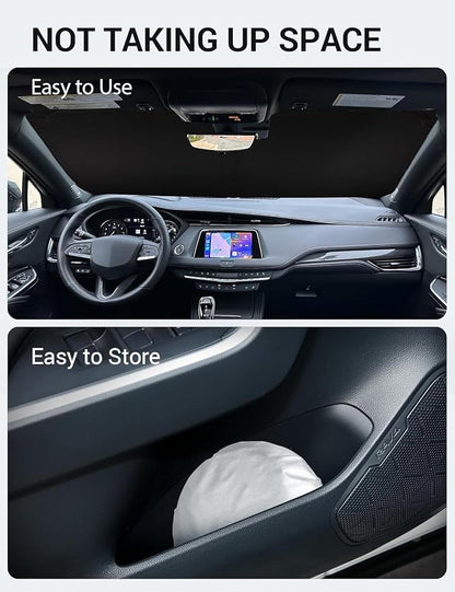 Proadsy Windshield Sun Shade for Cadillac XT4 2019-2025 2026 4-Layer Foldable Front Sunshade Protector Sun Visor Blocks UV Rays Keep Car Cooler