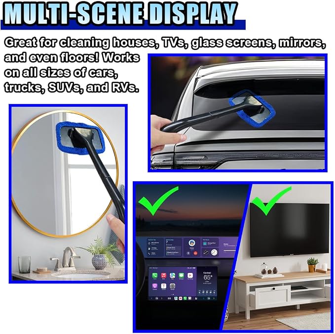 LAINLOY 7 Pack Microfiber Cloths, Replaceable Car Inside Windshield Cleaning Tool Bonnet, Reusable Window Washing Pads Cover Kit, Car Interior Glass Cleaner Towel Fit 5"