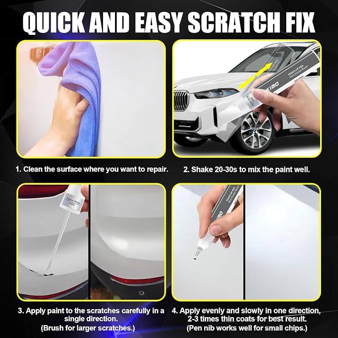KIKIMO for BMW Touch Up Paint(Skyscraper Grey Metallic(C4W/C54)), Car Paint Repair Kit for BMW, 2 In 1 Scratches Repair with Pen Tip and Brush, Color-Matched for Quick & Easy Fix