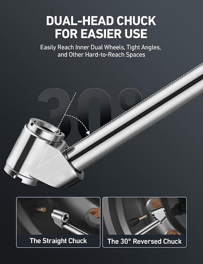 AstroAI T3 Heavy-Duty Tire Pressure Gauge with Inflator, Dual Head Chuck ANSI B40.1 Accurate Air Chuck with Pressure Gauge, 10-120 PSI, Compatible with 1/4" NPT Air Compressor