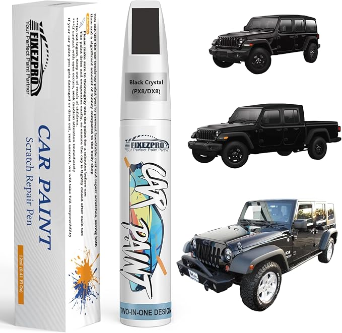 Black Crystal(PX8/DX8) Touch Up Paint for Jeep, Car Paint Scratch Repair Remover Pen Color Exact Match, Quick and Easy Fix Automotive Chips and Nicks Scuff