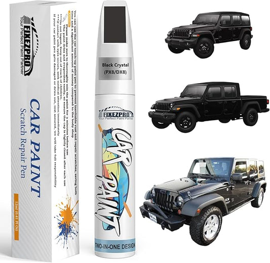 Black Crystal(PX8/DX8) Touch Up Paint for Jeep, Car Paint Scratch Repair Remover Pen Color Exact Match, Quick and Easy Fix Automotive Chips and Nicks Scuff