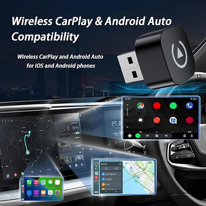 Wireless Carplay Adapter for Dodge Challenger Charger 2017-2023, Plug and Play Car Play Wireless Adapter, 2 in 1 CarPlay Accessories, Auto Reconnect,A