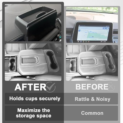 Muslogy Dashboard Storage Box & Cup Holder Inserts Compatible with 2021-2024 GMC Yukon Chevy Tahoe Suburban Accessories Front & Rear Drink Holder 2PCS & Center Console Organizer Behind Screen