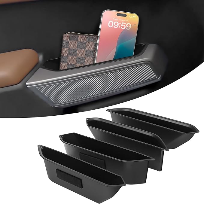 4PCS Door Handle Storage Box for Ford Bronco 2021 2022 2023 2024 2025 Accessories Phone Holder Front and Rear Door Grab Handle Pocket ABS（Not for Sport Model）