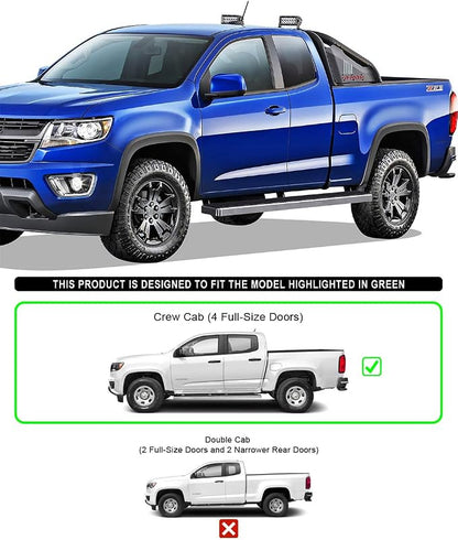 APS Running Boards (Nerf Bars Side Steps Step Bars) Compatible with Chevy Colorado GMC Canyon 2015-2026 Crew Cab 6ft Bed (Silver 5 inches Wheel to Wheel)