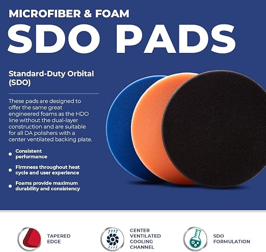 3.5" SDO Foam Polishing Pad Kit (Set of 3) – Lake Country Manufacturing – Premium Standard Duty Orbital Pads for Painted Surfaces – Fits 3" Backing Plate