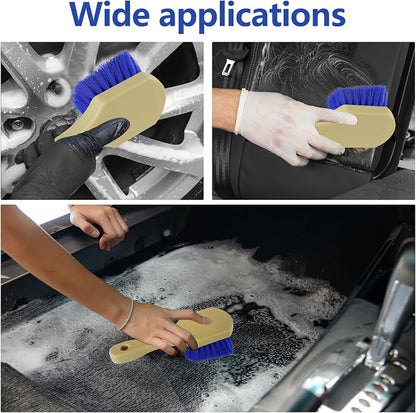 Hovom Car Wash Brush for Tire & Wheel Rim, Soft Bristle Wheel Cleaning Brushes, Short Handle Tire Cleaner Brush Releases Dirt and Road Grime, Universal Car Cleaning Supplies (Dark Blue)