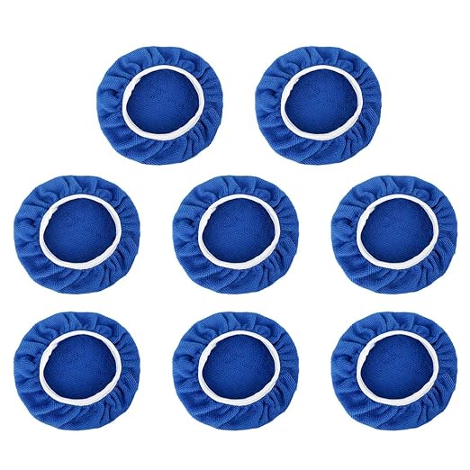 X AUTOHAUX 8pcs 9-10" Navy Blue Microfiber Car Polishing Waxing Bonnet Buffing Pad Cover
