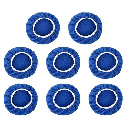 X AUTOHAUX 8pcs 9-10" Navy Blue Microfiber Car Polishing Waxing Bonnet Buffing Pad Cover