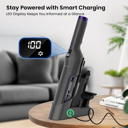 Sweepcent Handheld Vacuum Cordless, 24Kpa Car Vacuum with Brushless Motor, Charging Dock, Rechargeable, 1.5lbs Portable Handheld Vacuum with 2-Speed for Home/Car/Pet (Purple)