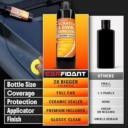 Carfidant Scratch and Swirl Remover - Car Scratch Remover for Vehicles Paint - Polishing Compound for Cars with Pad and Towel - Cutting and Buffing Compound for Paint Restorer