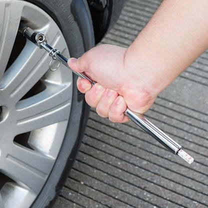 CZC AUTO Tire Pressure Gauge Heavy Duty Straight-on Foot Dual Head Chucks Auto Service Gage Air Gauge 10-150PSI 100-1000KPa for Truck Car RV Van (10 Packs, Silver)