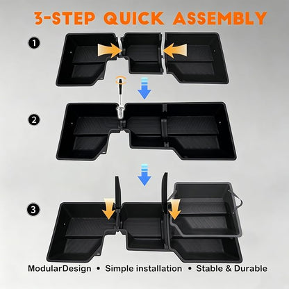 Under Seat Storage Boxes - Compatible with 2019-2026 Dodge Ram 1500 Crew Cab (Not for Classic), Heavy Duty Upgraded Rear Under Back Seat Storage Truck Cargo Black Tool Box Organizer