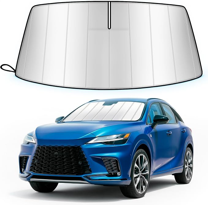 Windshield Sun Shade for Le-xus RX RX350/RX350h/ RX450h+/RX500h 2023-2026, Custom Fit Folding Design Car Front Window Sunshade Sun Visor Shield Accessories