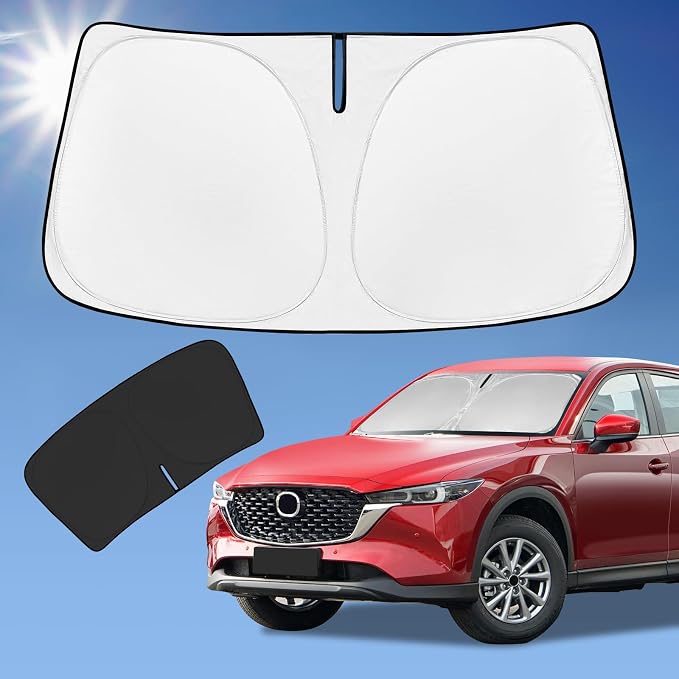 for Mazda CX5 CX-5 2017-2025 2026 Sun Shade Sunshade Windshield Cover, 4-Layer Front Window Shade Custom Fit CX5 Sport, Touring, Grand Touring, 4 Door Crossover Sun Visor 240T Fabric Shade