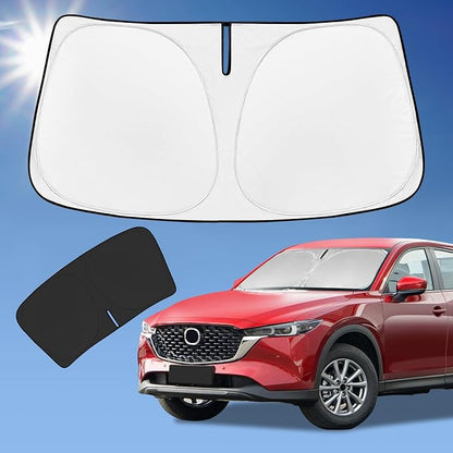 for Mazda CX5 CX-5 2017-2025 2026 Sun Shade Sunshade Windshield Cover, 4-Layer Front Window Shade Custom Fit CX5 Sport, Touring, Grand Touring, 4 Door Crossover Sun Visor 240T Fabric Shade