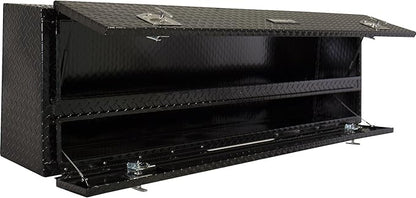 Buyers Products 1725640 Black Diamond Tread Aluminum Contractor Truck Tool Box, 2 Tier Storage, 72 x 21 x 13.2 in, Flip-Up Door with Gas Shocks, Weather Resistant, No Drill Install, Made in USA
