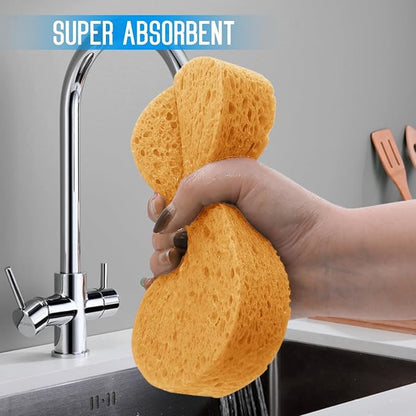 3 - Pack Large Sponge, Kitchen Sponges, Handy Sponges, Cellulose Sponges, Dish Washing Sponge, Natural Sponge, Car Washing Sponge, Eco Friendly Sponge (7.68 x 3.74 x 1.38 Inch), Yellow