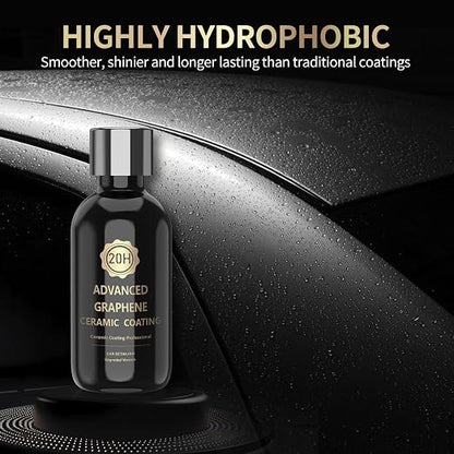 20H Advanced Graphene Ceramic Coating for Cars, Ceramic Car Auto Detailing kit (70ml), 10+ Years of Long Lasting Protection,Ultra High Gloss,Apply After Car Wash & Paint Correction