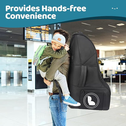 YOREPEK Car Seat Travel Bag for Airplane, Heavy Duty Car Seat Bags for Air Travel, Large Car Seat Carrier for Airport with Padded Shoulder Strap, Sturdy Travel Carseat Cover for Airplane, Black