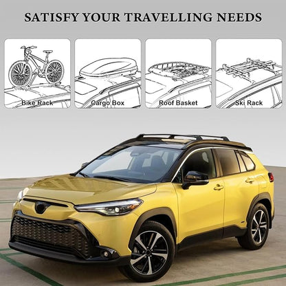 260lbs Lockable Roof Rack Cross Bars Compatible with Toyota Corolla 2022-2025 (with Flush Side Rails), Heavy Duty Aluminum Roof Rails Crossbars Rooftop Luggage Racks for Corolla 2022 2023 2024 2025