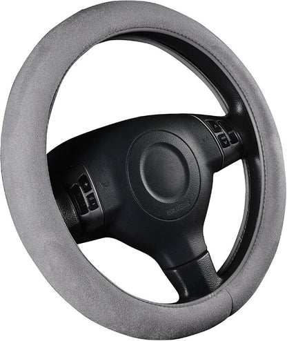 CAR PASS Car Steering Wheel Cover,14.5-15 Inch Gray Faux Suede Universal Memory Foam Auto Steering Wheel Covers Breathable Anti-Slip Odorless Steering Wheels Accessories for Men Women