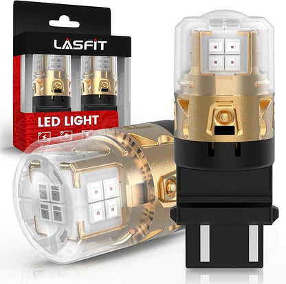 LASFIT 3157 LED Brake Light Bulb, 3057 3156 3157 LED Bulb Red, 4000LM Super Bright 3056 4057 4157 3457 for Automotive Tail Brake Lights, Stop Parking Light, Not for Trucks (2-Pack)