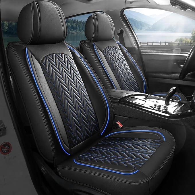 SCITOO Car Seat Covers,Universal Seat Covers Full Set Waterproof Automotive Seat Covers for Most Sedan, Truck and SUV for Elantra Sonata Sportage CRV Accord Chevy (Full Set, Black And Blue)
