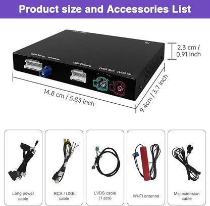 Wireless CarPlay Retrofit Kit Decoder Compatible with BMW 1/2/3/4/5/6/7/M3/M4/M5/X1/X2/X3/X4/X5/X6 (2017–2020), for EVO ID5 & ID6 System, Supports Android Auto, Mirror Link, Reverse Camera
