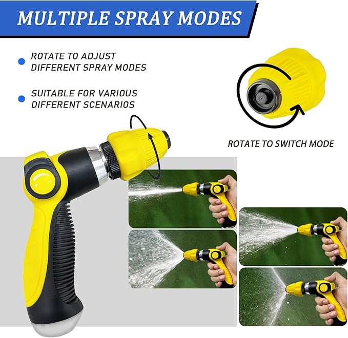 Foam Gun Car Wash Sprayer + Washing Sponge & Absorbent Towel, Hose Nozzle Foam Cannon Car Washing Kit, for Garden Cleaning, Pet Showering (Yellow)