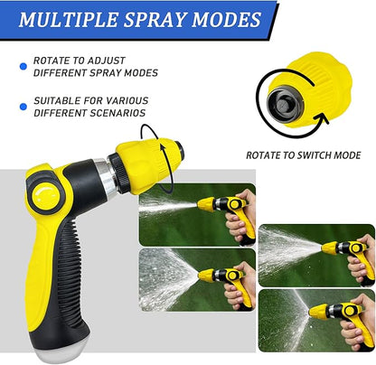 Foam Gun Car Wash Sprayer + Washing Sponge & Absorbent Towel, Hose Nozzle Foam Cannon Car Washing Kit, for Garden Cleaning, Pet Showering (Yellow)