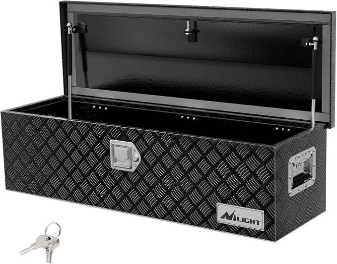 Nilight 39 Inch Truck Tool Box Heavy Duty Aluminum Stripes Plated Pick Up Truck Bed Toolboxes 39"x13"x10" Waterproof Storage Organizer for Bed of Truck RV Trailer with Side Handle Lock Keys, Black