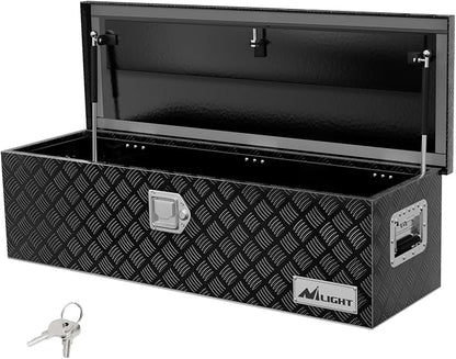 Nilight 39 Inch Truck Tool Box Heavy Duty Aluminum Stripes Plated Pick Up Truck Bed Toolboxes 39"x13"x10" Waterproof Storage Organizer for Bed of Truck RV Trailer with Side Handle Lock Keys, Black
